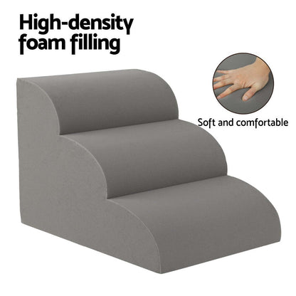 i.Pet Dog Ramp Steps Foam 3 Tier 57cm x 42cm x 40cm Non-Slip Suede