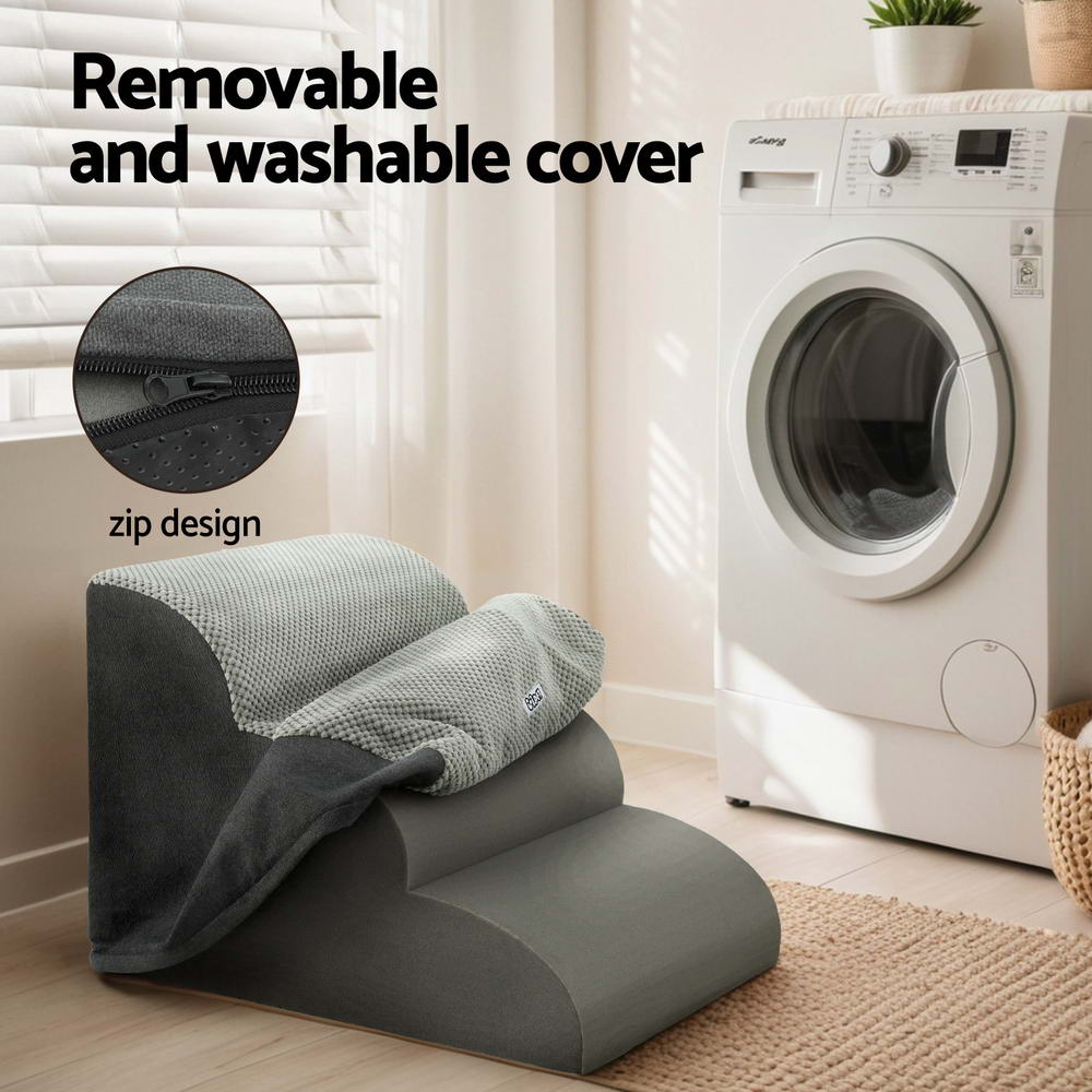 i.Pet Dog Ramp Steps Foam 3 Tier 57cm x 42cm x 40cm Non-Slip Suede