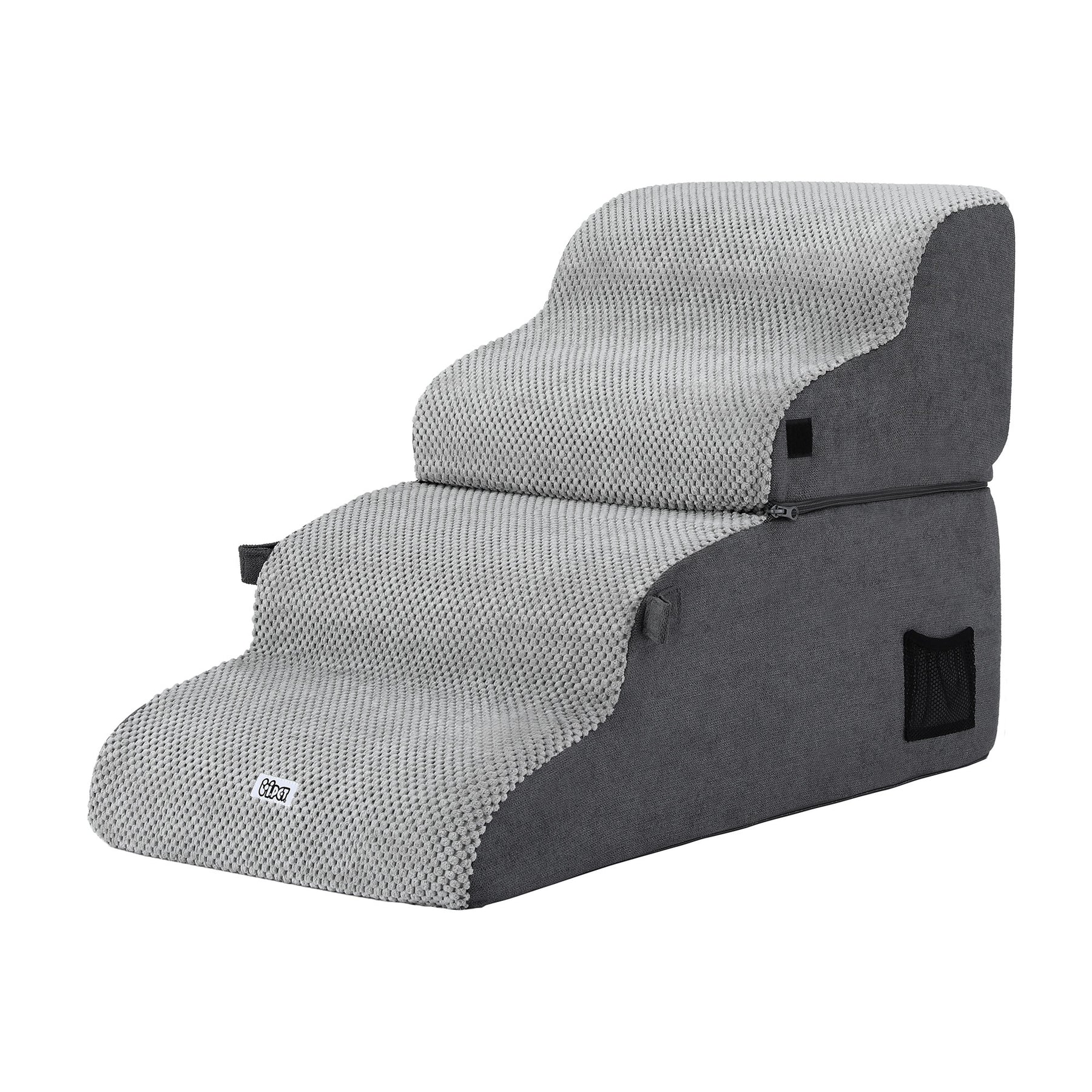 i.Pet 2-in-1 Dog Stairs & Bed with Washable Cover - Grey