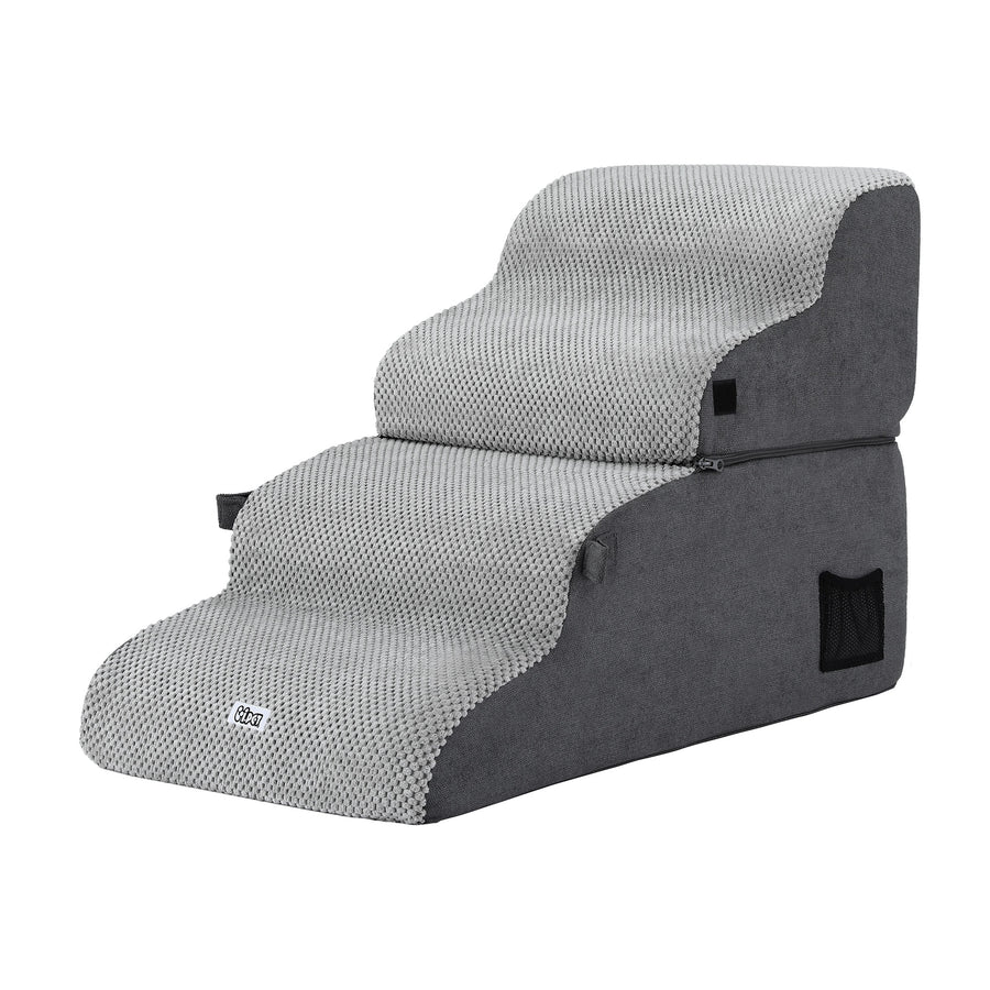 i.Pet 2-in-1 Dog Stairs & Bed with Washable Cover - Grey