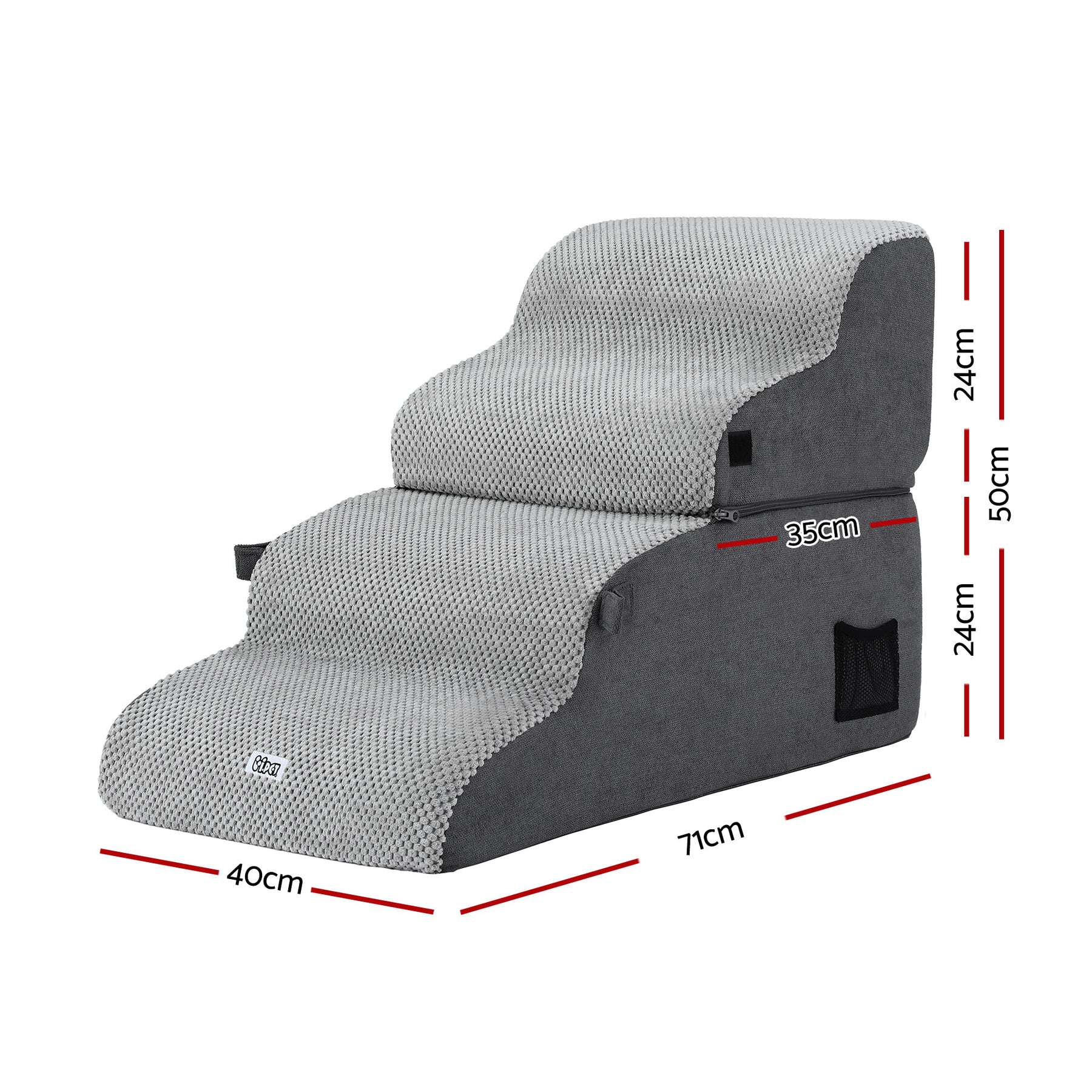 i.Pet 2-in-1 Dog Stairs & Bed with Washable Cover - Grey
