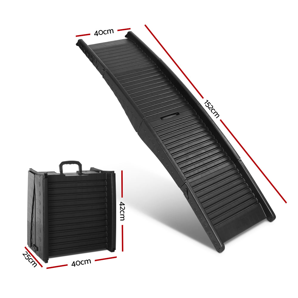 Portable Folding Pet Ramp for Cars - Black, 40cm x 152cm, 80kg Capacity