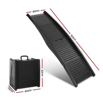 Portable Folding Pet Ramp for Cars - Black, 40cm x 152cm, 80kg Capacity