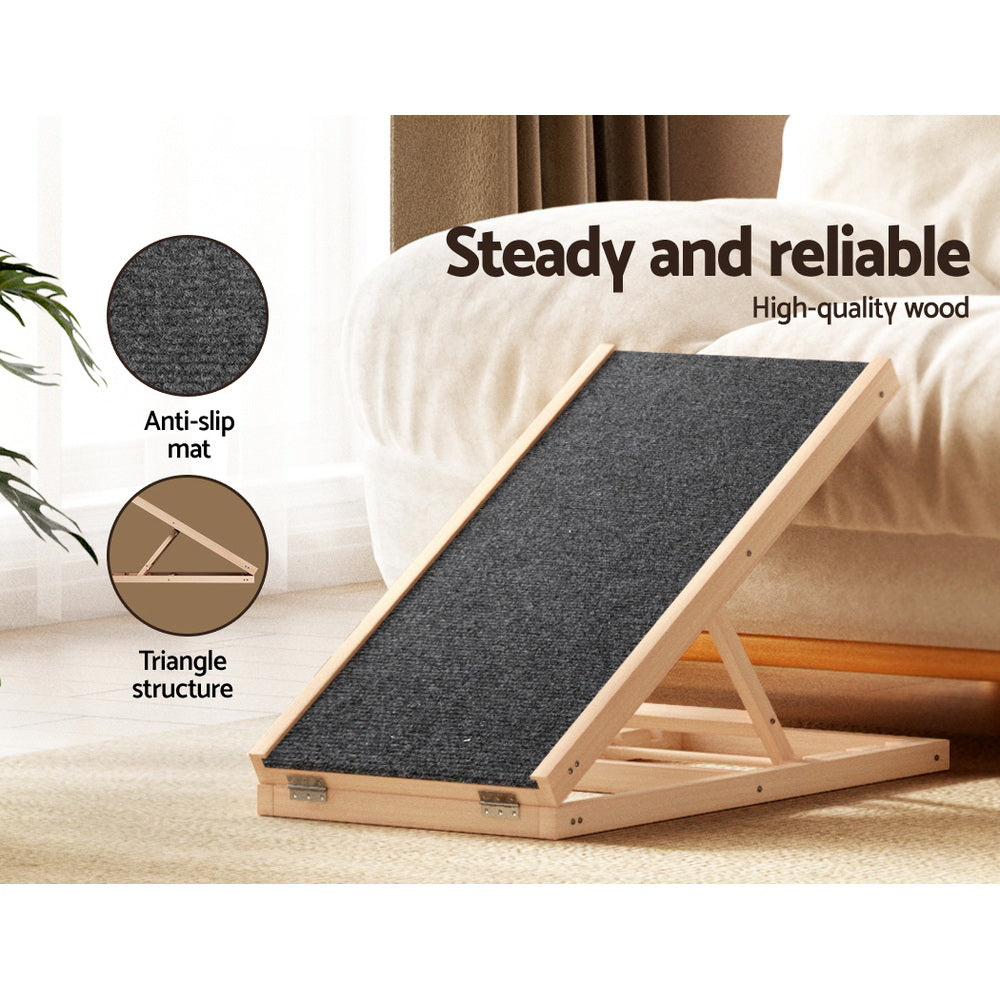 i.Pet Dog Ramp 70cm Adjustable Height Wooden Steps for Bed Sofa Car Foldable - SuperSaverAU - view 5
