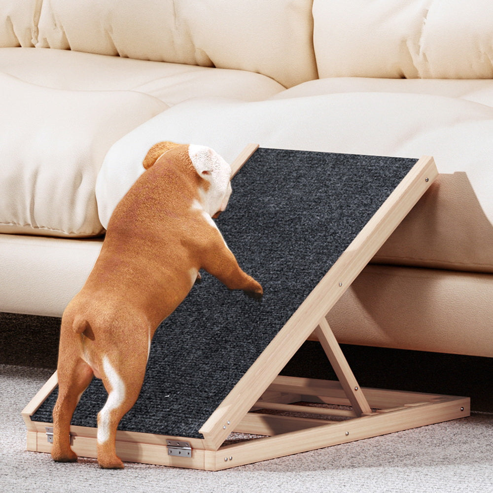 i.Pet Dog Ramp 70cm Adjustable Height Wooden Steps for Bed Sofa Car Foldable