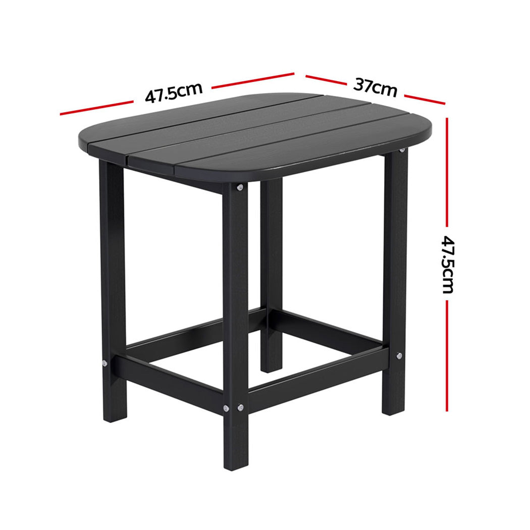 Gardeon Black HDPE Outdoor Coffee Side Table 47.5cm Patio Garden Desk 91kg Capacity
