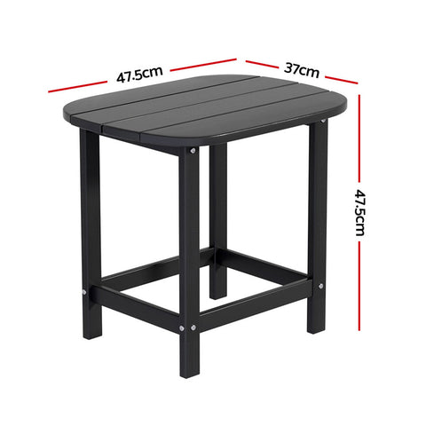 Gardeon Black HDPE Outdoor Coffee Side Table 47.5cm Patio Garden Desk 91kg Capacity