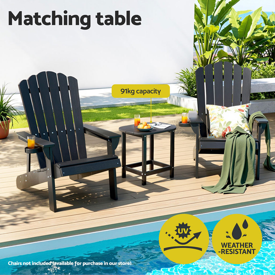 Gardeon Black HDPE Outdoor Coffee Side Table 47.5cm Patio Garden Desk 91kg Capacity