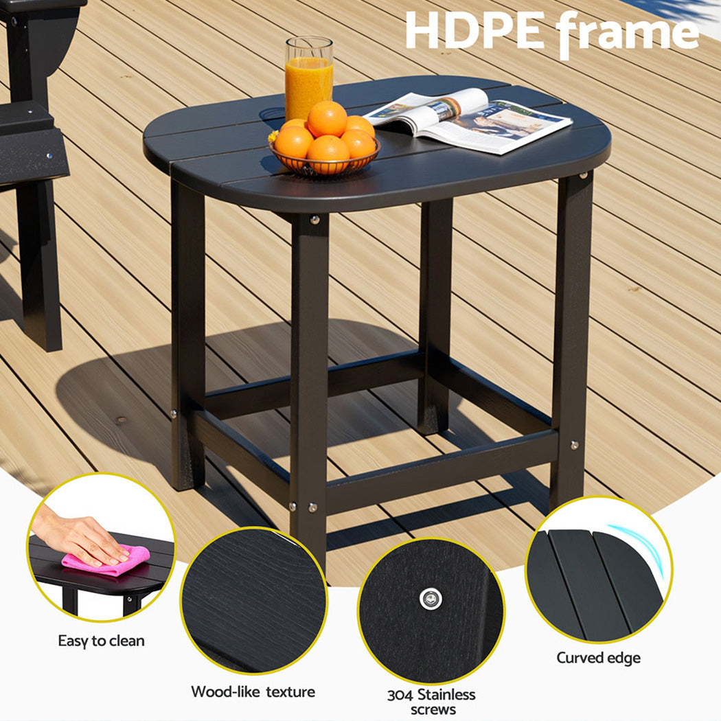 Gardeon Black HDPE Outdoor Coffee Side Table 47.5cm Patio Garden Desk 91kg Capacity