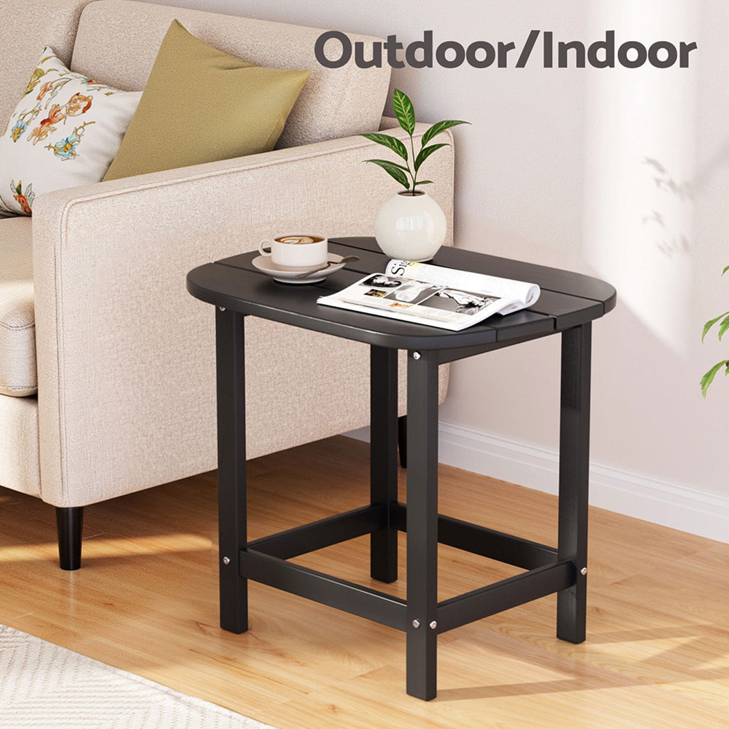 Gardeon Black HDPE Outdoor Coffee Side Table 47.5cm Patio Garden Desk 91kg Capacity
