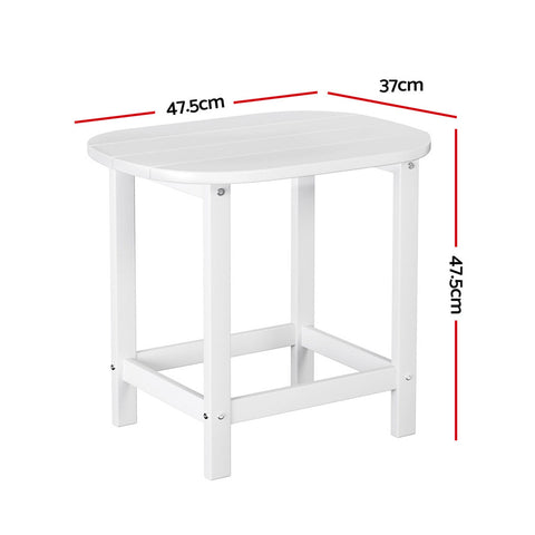 Gardeon White HDPE Outdoor Coffee Side Table 47.5cm Patio Garden Desk 91kg Capacity