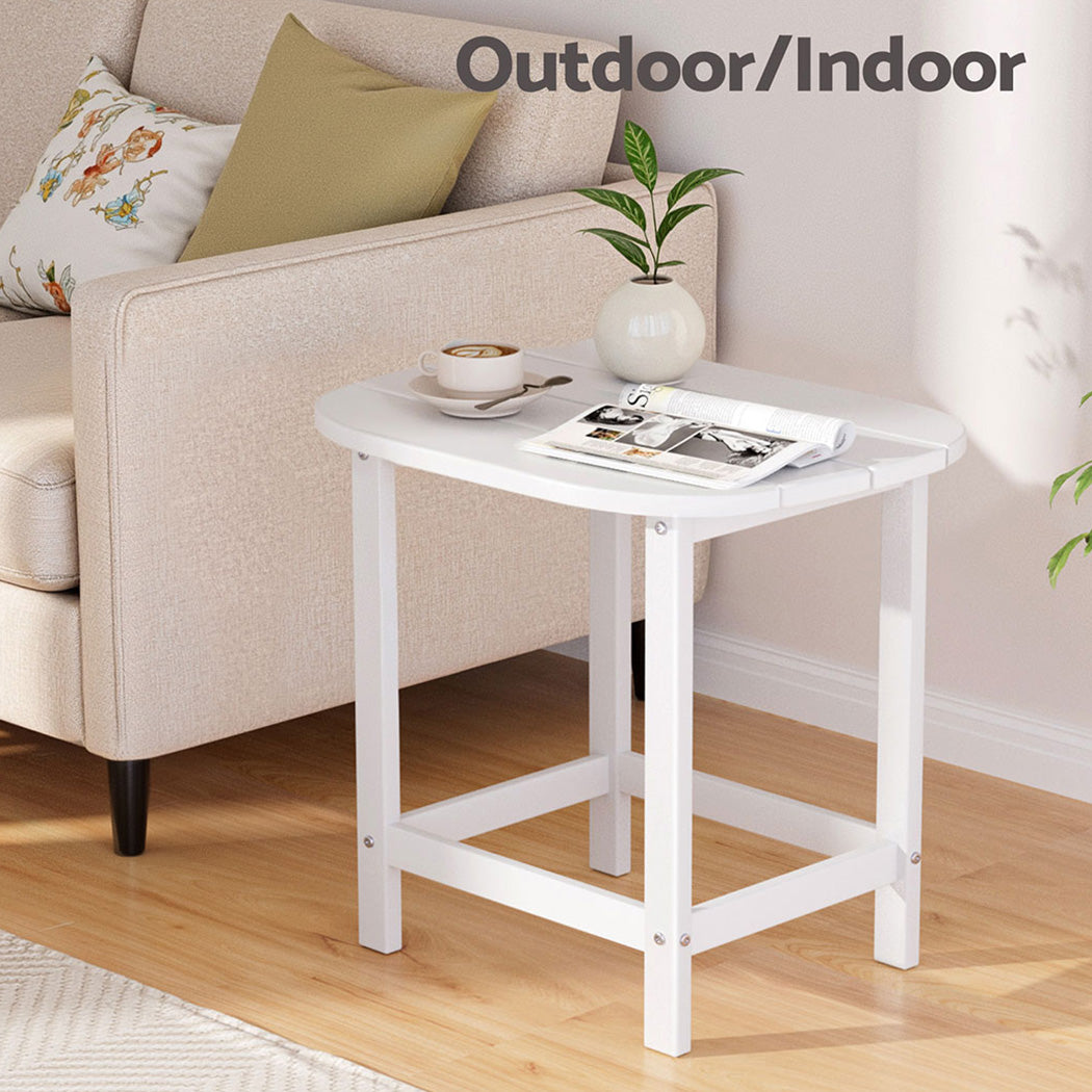 Gardeon White HDPE Outdoor Coffee Side Table 47.5cm Patio Garden Desk 91kg Capacity