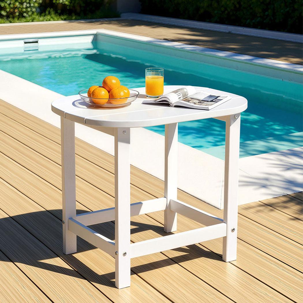 Gardeon White HDPE Outdoor Coffee Side Table 47.5cm Patio Garden Desk 91kg Capacity