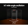 Devanti 1200W Ceramic Fan Heater with Oscillation - Black