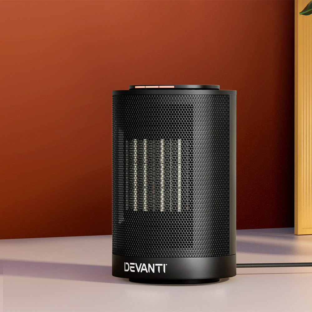 Devanti 1200W Ceramic Fan Heater with Oscillation - Black