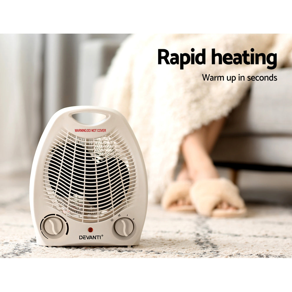 Devanti 2000W Electric Fan Heater - White