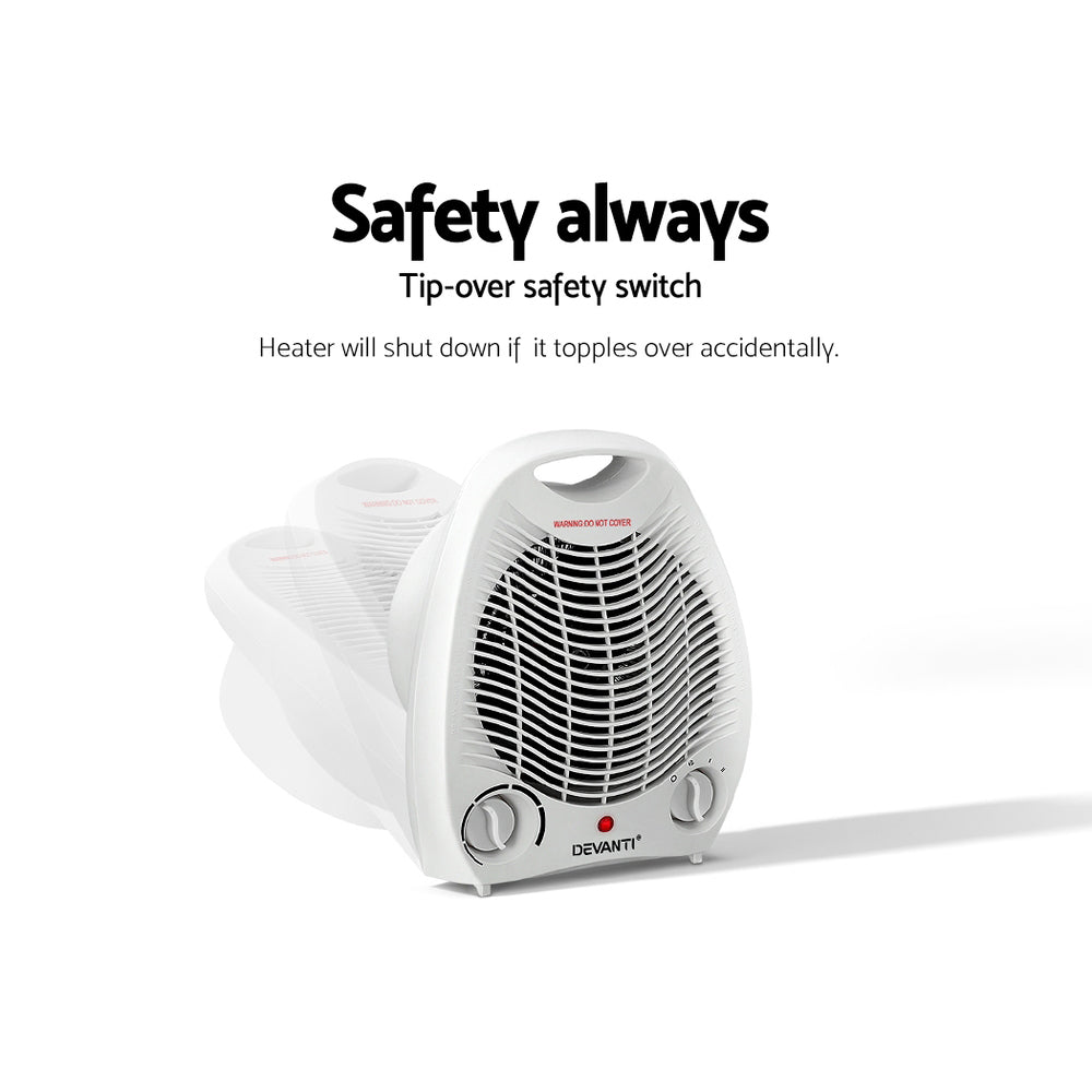 Devanti 2000W Electric Fan Heater - White