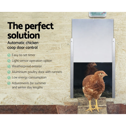 Giantz Automatic Chicken Coop Door Opener 125mm x 125mm x 75mm, Timer, Weatherproof