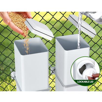 Giantz Chicken Feeder 4L & Waterer Kit, Gravity Feed, Easy Clean, Adjustable Height
