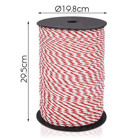 Giantz Electric Fence Poly Rope with Stainless Steel Strands - 500m