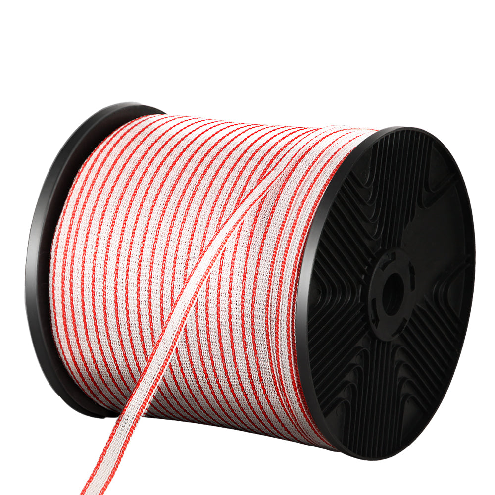 Giantz 400M Red & White Polytape for Electric Fencing with 5 Stainless Steel Strands