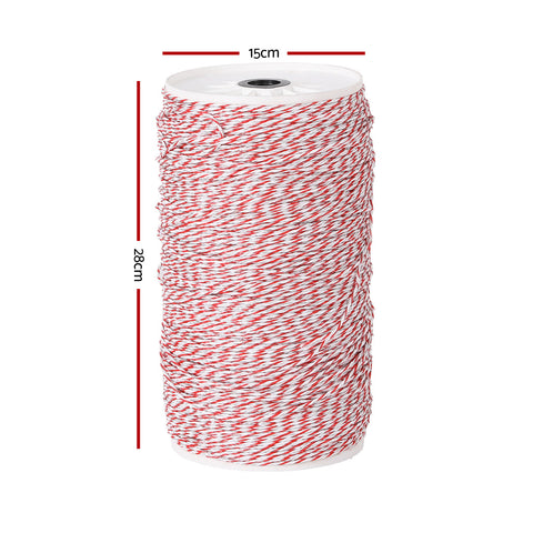 Giantz Electric Fence Poly Wire UV Treated Red & White - 1000m
