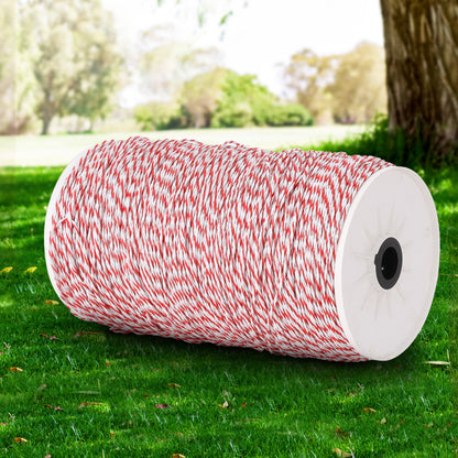 Giantz 1000M Red and White Electric Fence Polywire, 2.3mm, UV Stabilised
