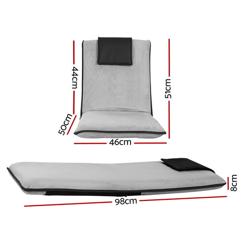 Artiss Grey Floor Lounge Sofa Bed - Adjustable Recliner - SuperSaverAU - view 2
