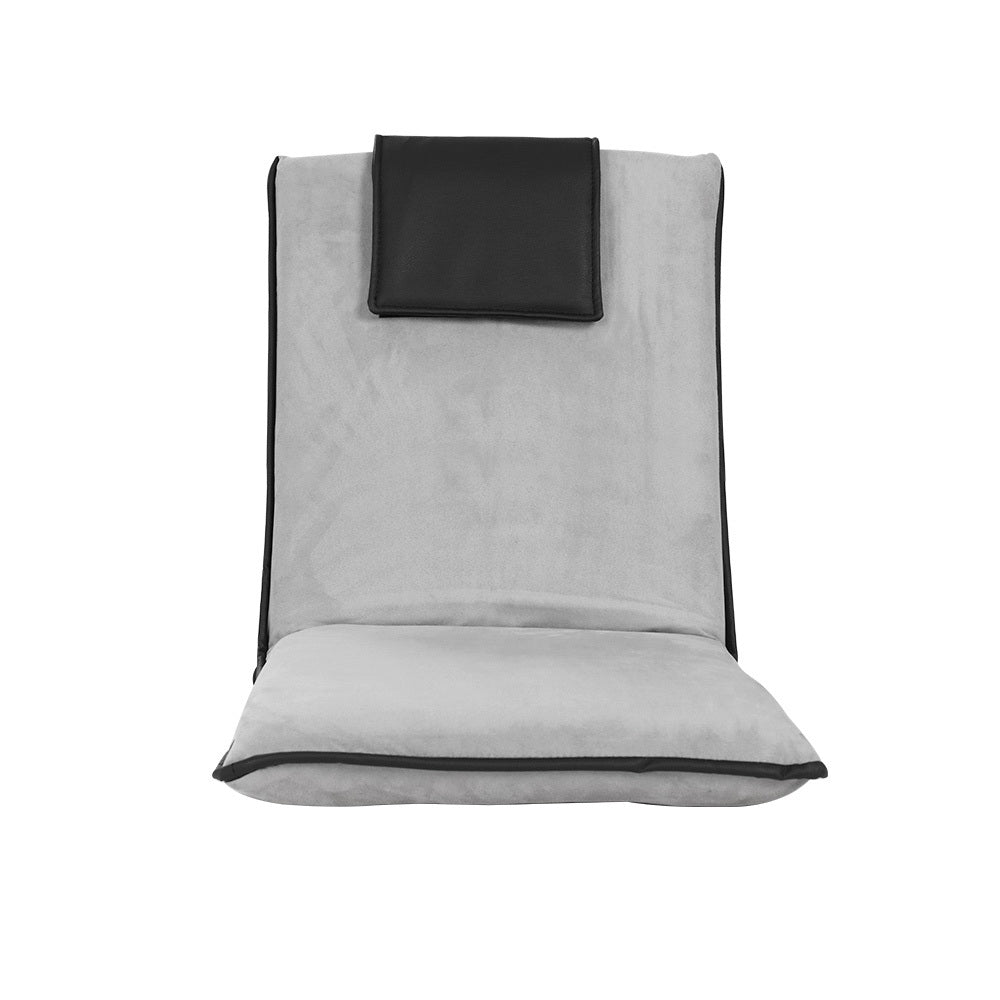 Artiss Grey Floor Lounge Sofa Bed - Adjustable Recliner - SuperSaverAU - view 3