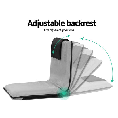 Artiss Grey Floor Lounge Sofa Bed - Adjustable Recliner