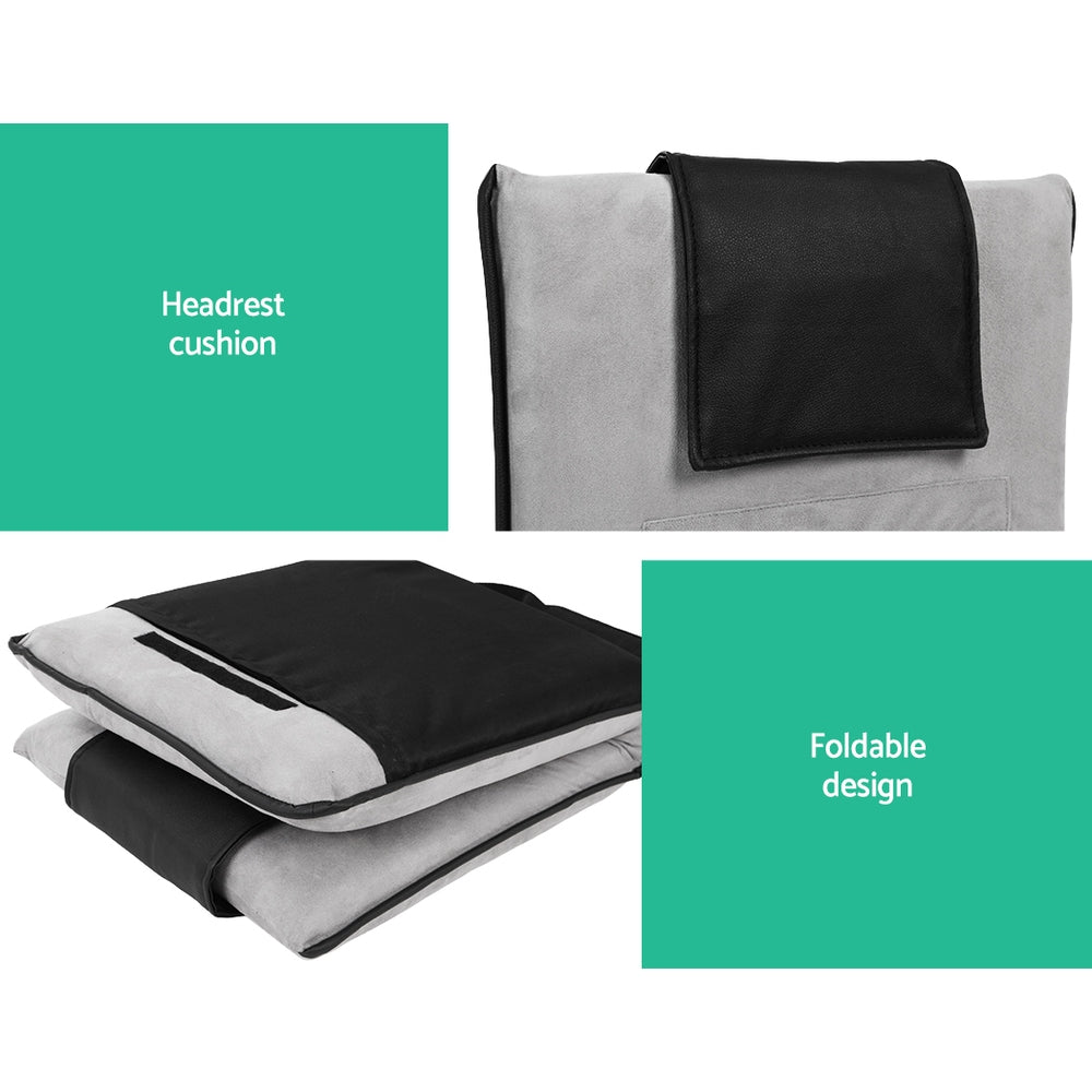 Artiss Grey Floor Lounge Sofa Bed - Adjustable Recliner