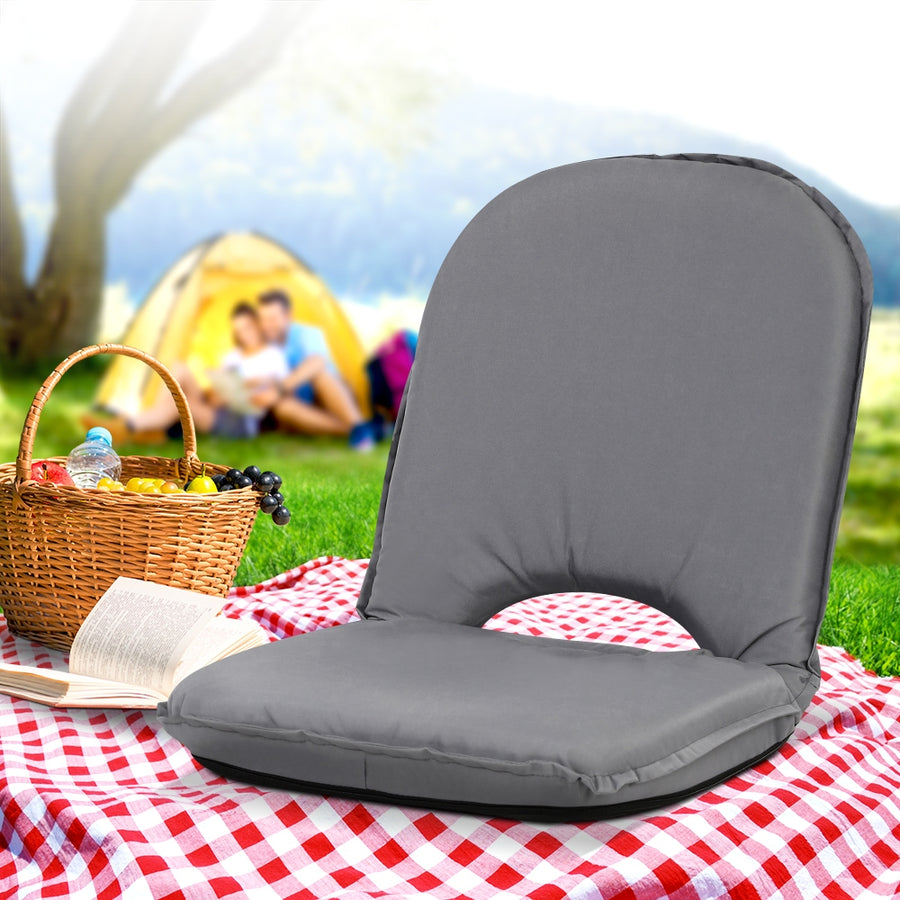 Artiss Foldable Sofa Chair Camping Lounge Grey - SuperSaverAU - view 1