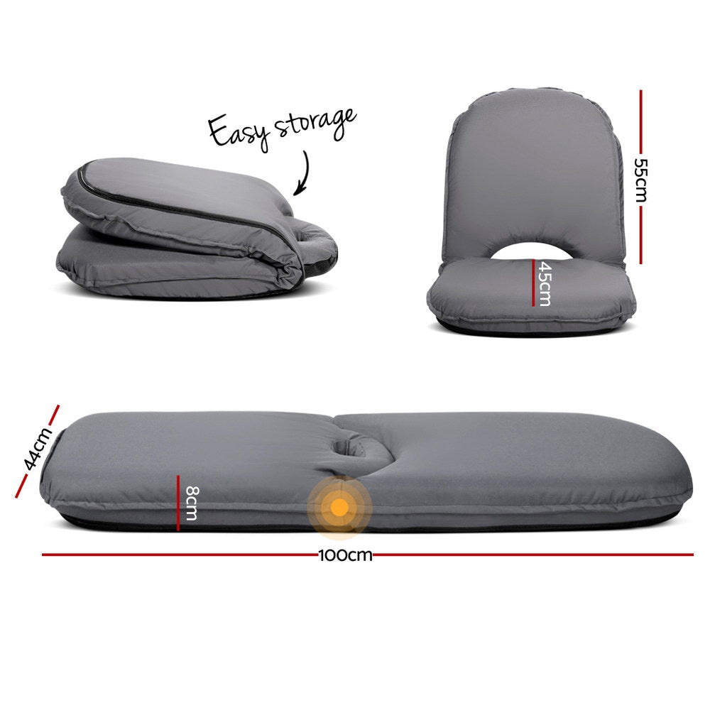 Artiss Foldable Sofa Chair Camping Lounge Grey - SuperSaverAU - view 2