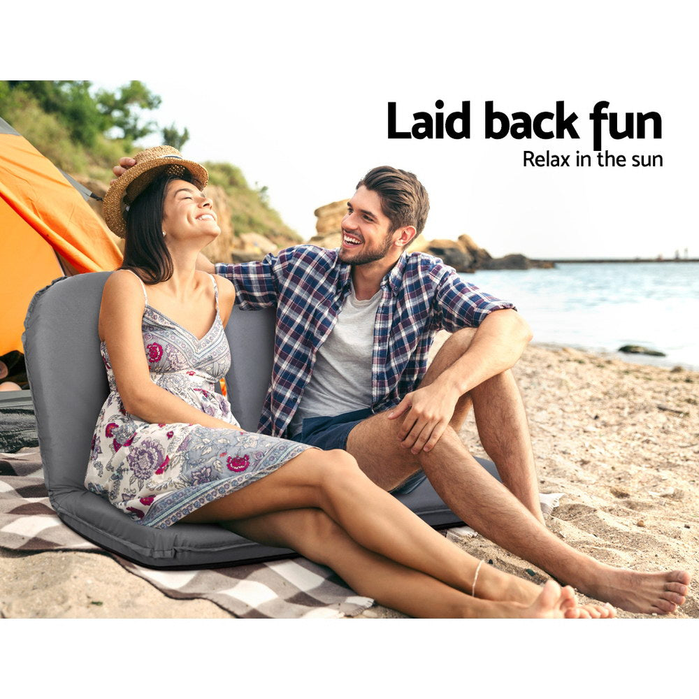 Artiss Foldable Sofa Chair Camping Lounge Grey - SuperSaverAU - view 4