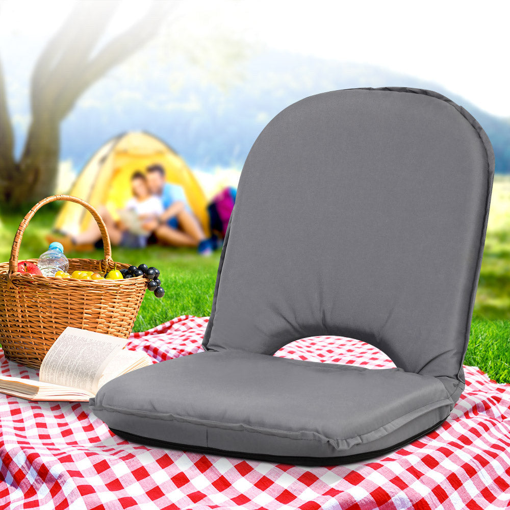 Artiss Foldable Sofa Chair Camping Lounge Grey - SuperSaverAU - view 7