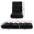 Artiss Floor Lounge Sofa Bed Flannel Fabric Black - SuperSaverAU - view 2