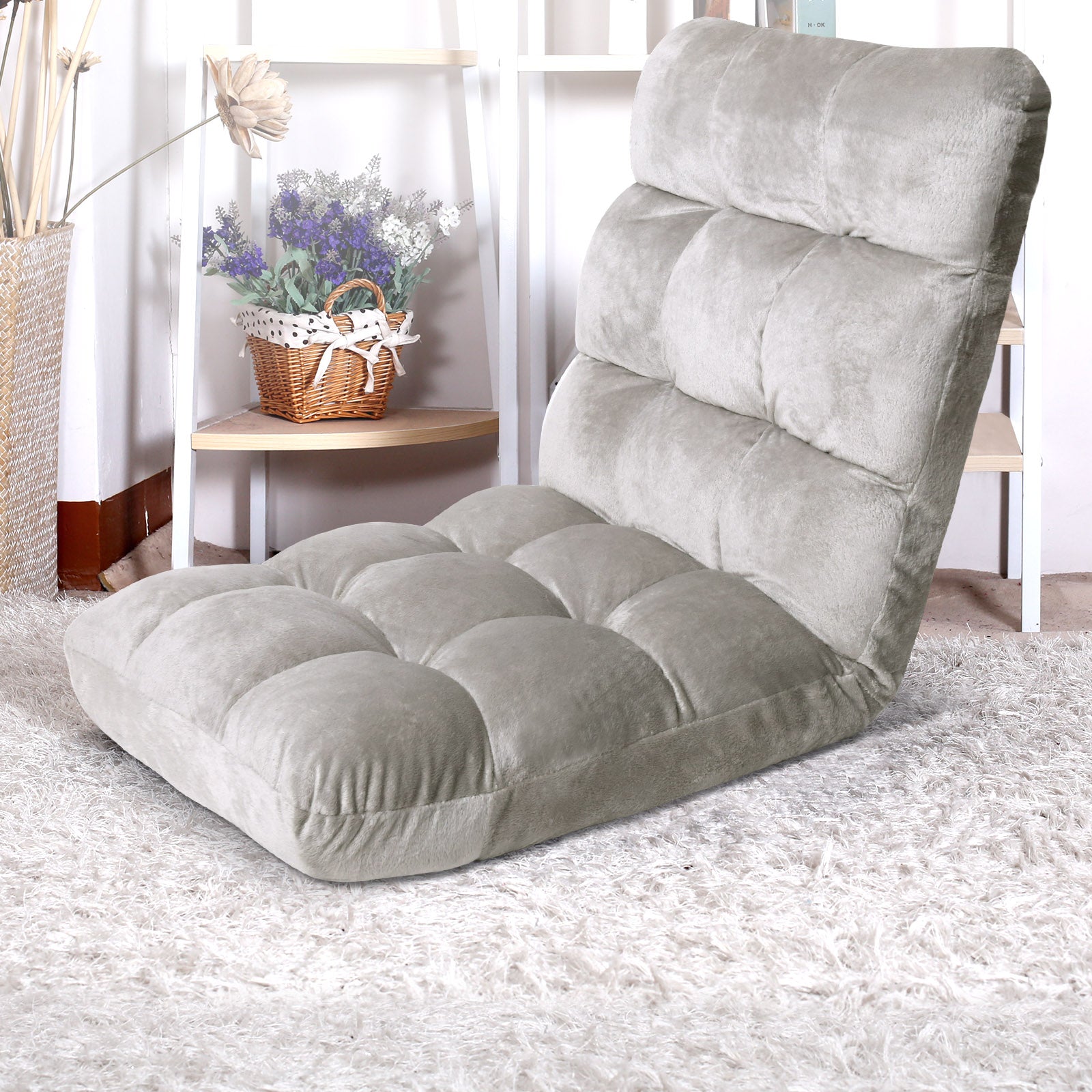 Artiss Lounge Sofa Bed Flannel Fabric Grey - SuperSaverAU - view 1