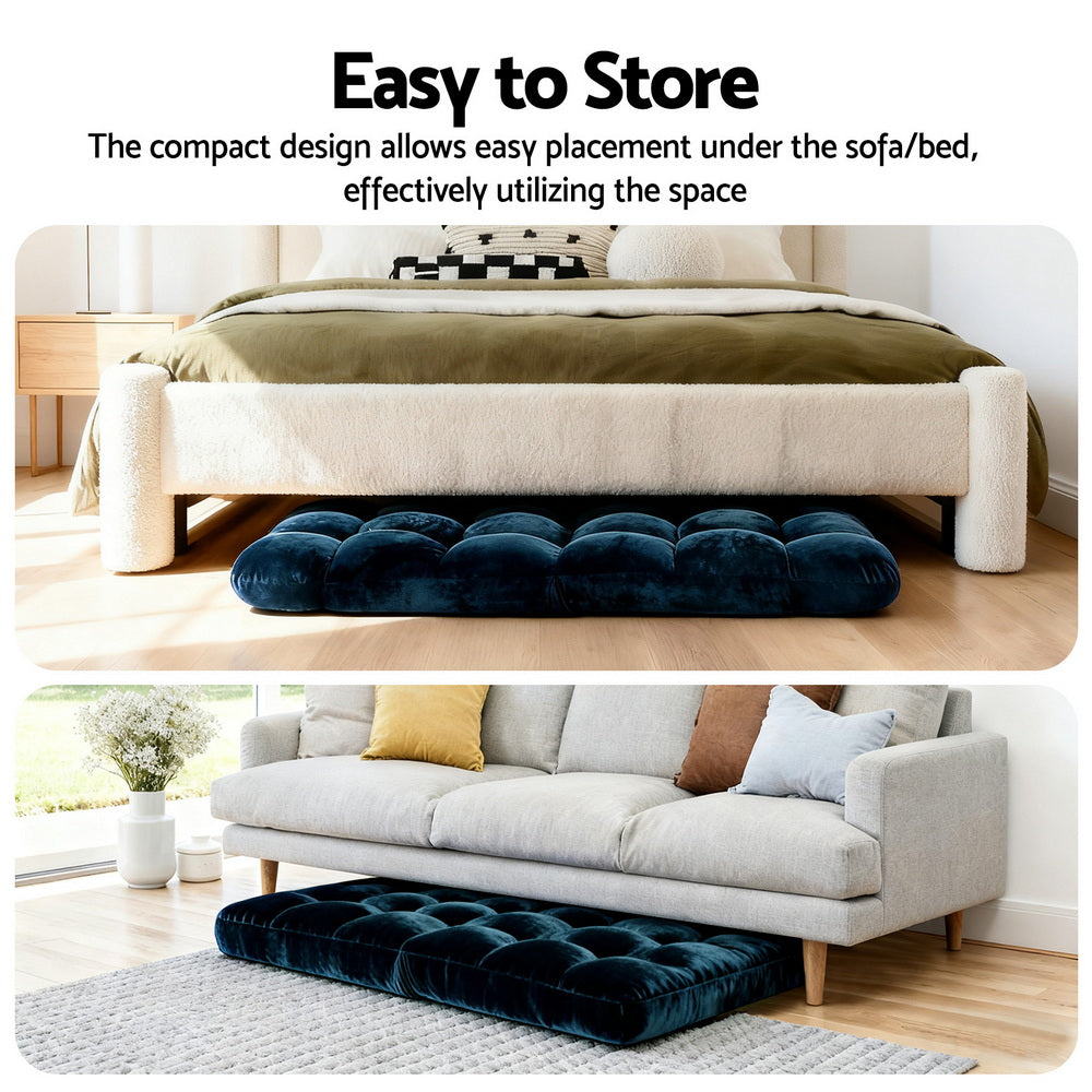 Artiss Adjustable Lounge Sofa Chair Navy, 14 Positions, Flannel Fabric, 96cm x 42cm x 13cm - SuperSaverAU - view 3