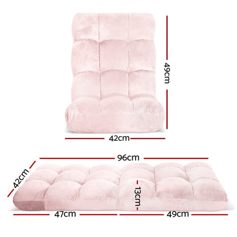 Artiss Adjustable Lounge Sofa Chair, Pink, 14 Positions, Flannel Fabric, 96cm x 42cm x 13cm - SuperSaverAU - view 1