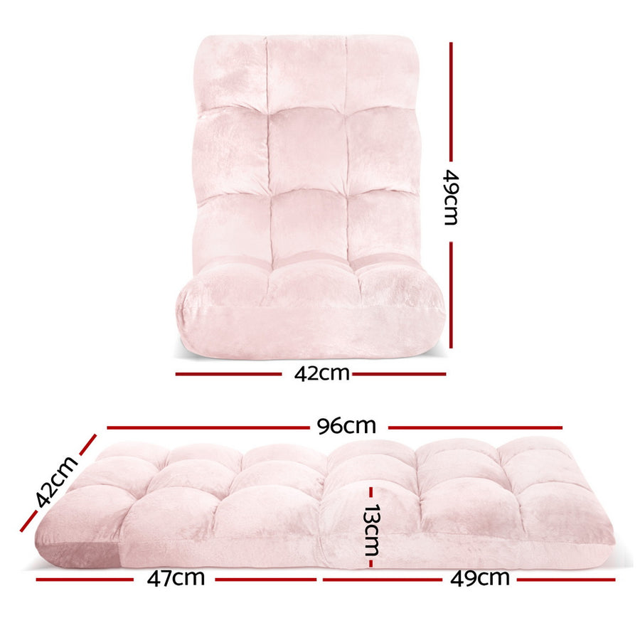 Artiss Adjustable Lounge Sofa Chair, Pink, 14 Positions, Flannel Fabric, 96cm x 42cm x 13cm - SuperSaverAU - view 1