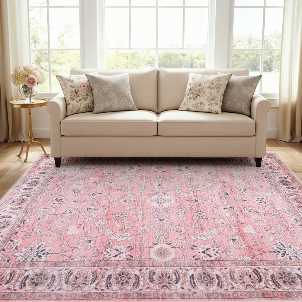 Artiss Vintage Floral Washable Rug 160X230cm Soft Polyester Area Carpet - SuperSaverAU - view 1