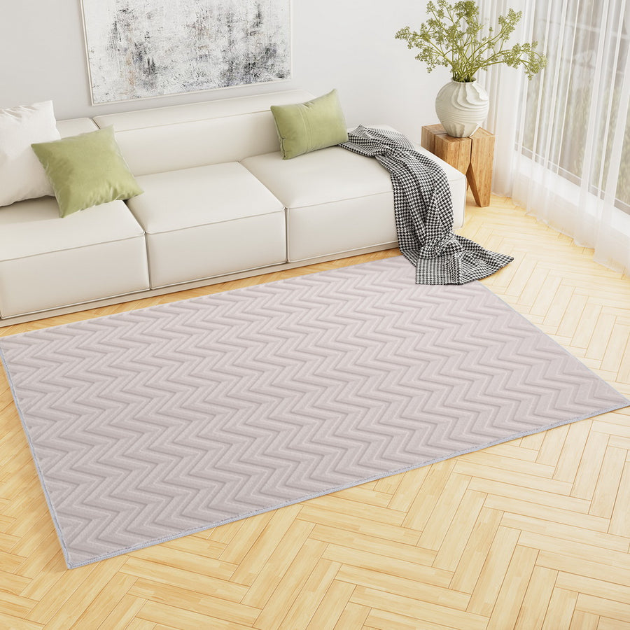 Artiss Azul Floor Rug 160x230cm Jacquard Microfiber Ripple Washable Mat - SuperSaverAU - view 1