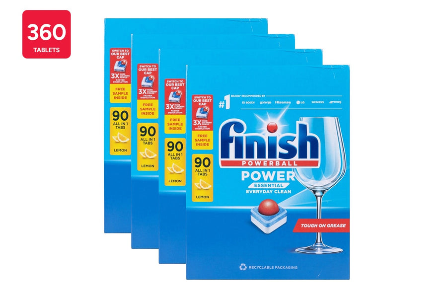 Finish Power Essential Lemon 360 Dishwashing Tablets (4 x 90 Pack)