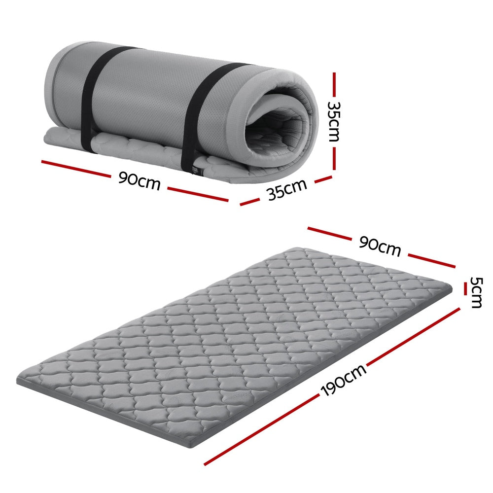 Giselle Bedding Single Foldable Camping Mattress - Grey