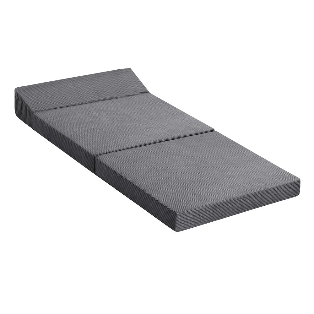 Giselle Bedding Foldable Mattress Trifold Sofa Bed with Pillow - Grey - SuperSaverAU - view 1