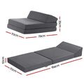 Giselle Bedding Foldable Mattress Trifold Sofa Bed with Pillow - Grey - SuperSaverAU - view 2
