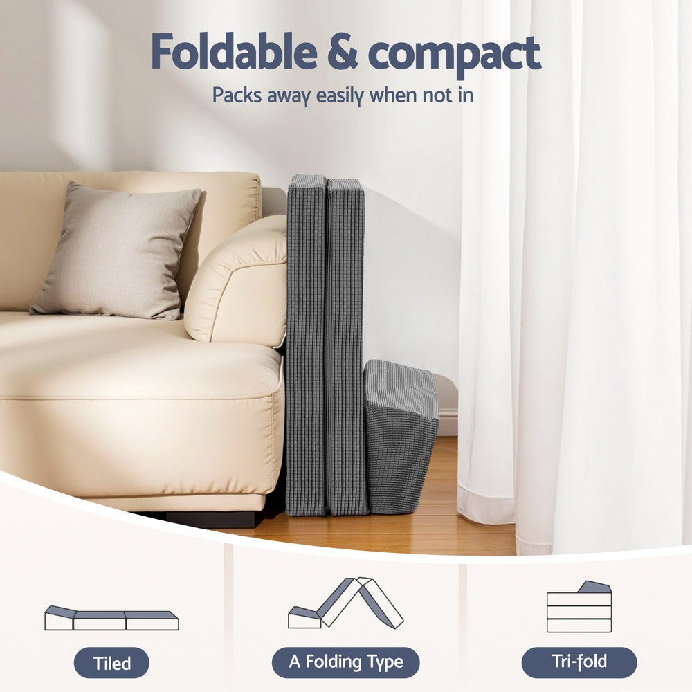 Giselle Bedding Foldable Mattress Trifold Sofa Bed with Pillow - Grey - SuperSaverAU - view 6