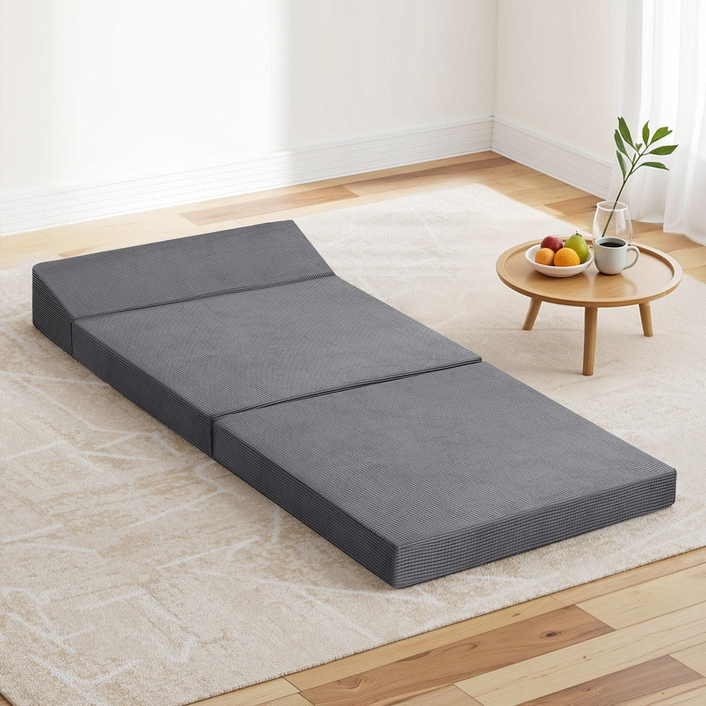 Giselle Bedding Foldable Mattress Trifold Sofa Bed with Pillow - Grey - SuperSaverAU - view 7