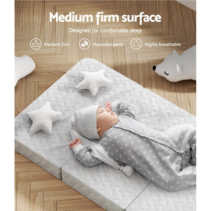 Giselle Bedding Foldable Foam Mattress - Portable Baby Cot Bed, White