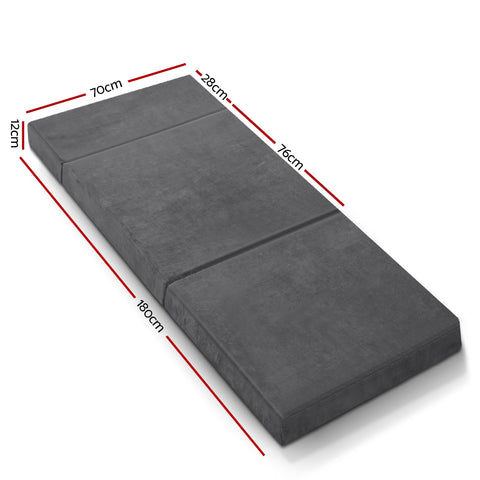 Giselle Bedding Foldable Mattress Folding Foam Bed Mat Single Grey - SuperSaverAU - view 2